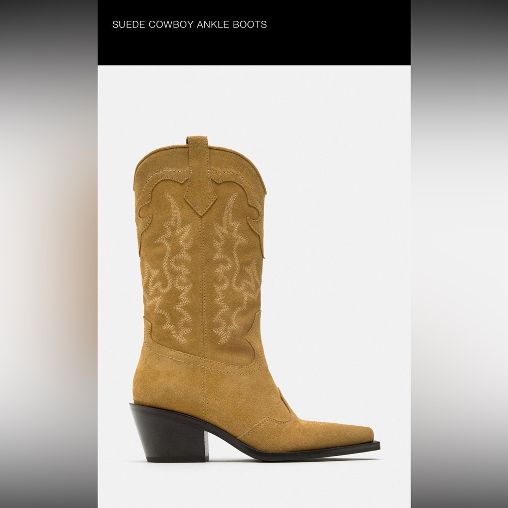 Suede Cowboy Ankle Boots size 9